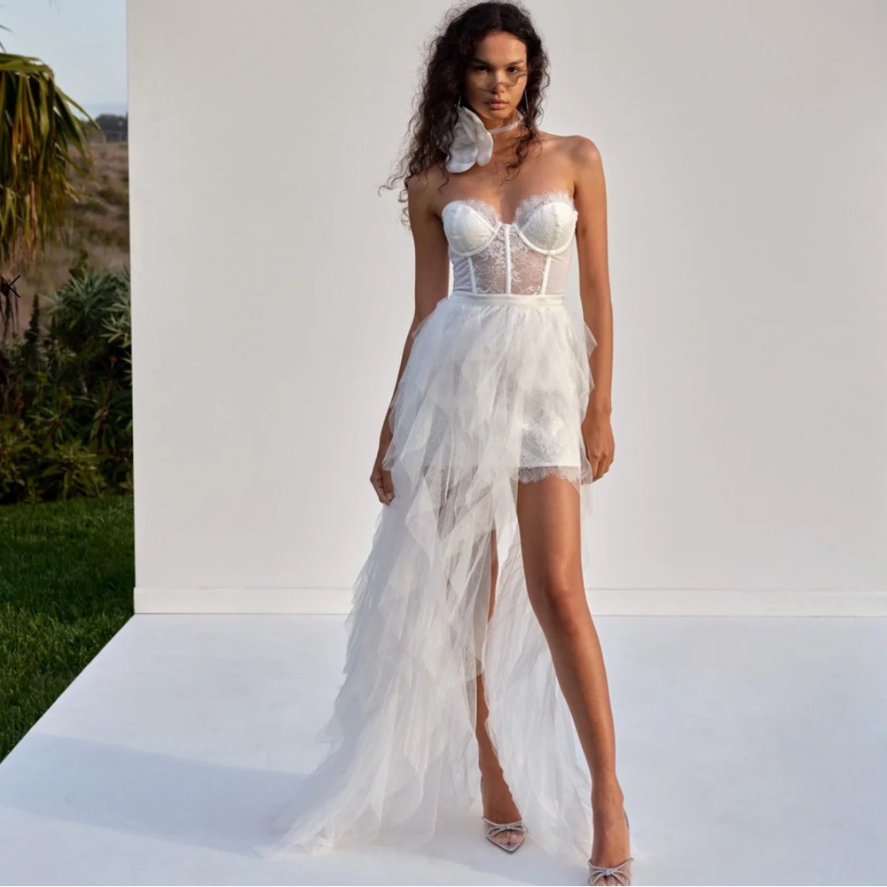 For Love And Lemons Bustier Gown Maxi Strapless- White